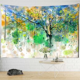 Tapestries Splash Painting Tapestry Wall Hanging Gogh Colourful Tree Living Room Table Mat Art Home Decor