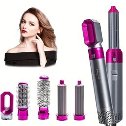 5 In 1 Hair Dryer Set, Hot Air Comb Hair Straightener Hair Dryer, Multi-function Detachable Connector, 3-speed Temperature Heating Control