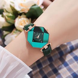 Womens watch Watches high quality Luxury Octagon fashion diamond small green skin with quartz watch
