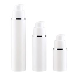 15 30 50ML Empty refillable white high-grade airless vacuum pump bottle Plastic cream lotion Container Tube Travel Size Aaffc