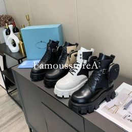 Uomo Donna Rois Stivali Designer Stivaletto Martin alla caviglia Pelle Nylon Custodia rimovibile Stivaletto Scarpe da combattimento ispirate ai militari Scatola originale Taglia 35-45