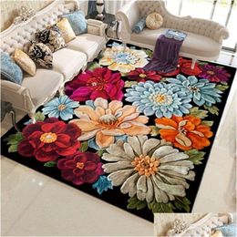 Carpets 3D Floral Printed Large Home For Living Room Bedroom Area Rug Anti Slip Flowers Carpet Kitchen Floor Mat Decor 634 V2 Drop D Dhnv7