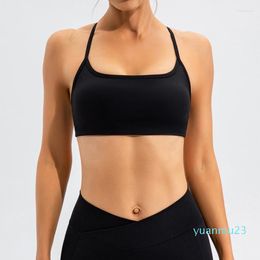 Yoga Outfit Women's Stretch Strappy Running Workout Active Sports Top Bra With Thin Strip Back For Sexy Athletic Women