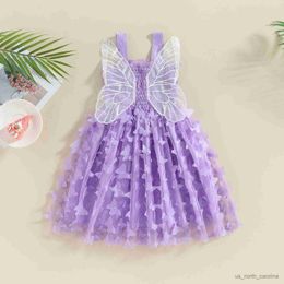 Girl's Dresses Kids Baby Girl Princess Dress Summer Sleeveless Tulle Dress with Butterfly Wings 6M-4T R230815