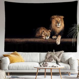 Tapestries Lion Tapestry Wall Hanging Art Abstract Animals Hippie Simple Living Room Dormitory Home Decor