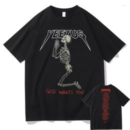 Men's T Shirts God Wants You Skull Tshirt Anime Manga Printed Hip Hop O-neck Tops Tees Casual Summer Short Sleeve Black Man T-shirts