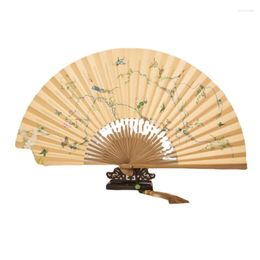 Decorative Figurines Ming Kong Fu Flower And Bird Skirt Folding Fan 8-Inch 30 Bone Oil Bamboo Ancient Style Han Chinese Clothing