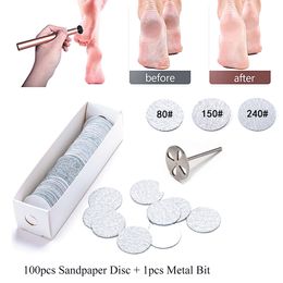 Nail Manicure Set 100pcs Pedicure White Disc Cuticle Callus Remove Tool For Electric Foot File Hard Dead Skin Tools Replaceable Sandpaper 230815