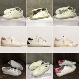 Designer shoes Golden Sneakers Women Black Leopard Print Pink-gold glitter Classic White Do-old Dirty Superstar women mens Shoe