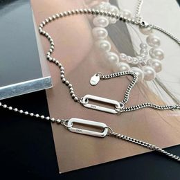 Chains MeiBaPJ Real S925 Sterling Silver Paper Clip Necklace Ins Style Fashion Jewelrry For Women