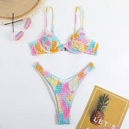 Women's Swimwear Bikini Swimsuit Women's Separate Print Hit The Steel Bracket To Gather The Biniki Swimsuit