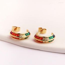 Hoop Earrings Exquisite Colourful Zircon For Women Multicolor Crystal Huggie Charm Female Wedding Piercing Jewellery