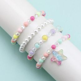 Strand 4pcs/set Fashion Girls Cute Candy Colour Beads Bracelet Colourful Star Pendant DIY Jewellery Gift