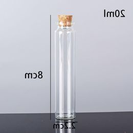 20ML 22X80X12MM Small Mini Clear Glass bottles Jars with Cork Stoppers/ Message Weddings Wish Jewellery Party Favours Tmsma