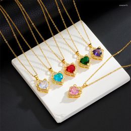 Pendant Necklaces Light Luxury Heart Crystal Necklace Stainless Steel High Grade Geometric Choker Jewellery Party Gifts For Women Girls