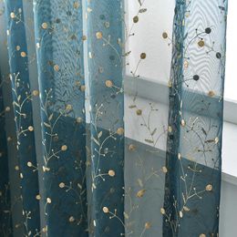 Curtain Luxury Embroidered Leaves Tulle White Sheer Curtains For Living Room Organza Cheap Curtains For Window Door Curtain Treatment