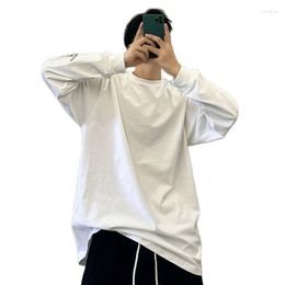 Men's T Shirts Autumn Shirt For Men Long Sleeve O Neck Solid Color Large Size Loose Korean Fashion Harajuku Hip Cotton Clothing