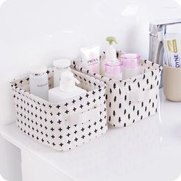 Storage Baskets Printed Linen Laundry Basket Folding Kid Toy Book Household Sundries Clothes Organiser Box Home Container