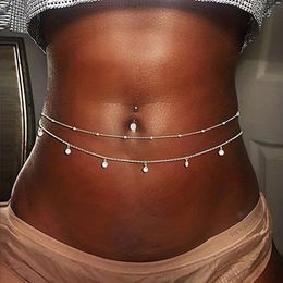 Belly Chains 1pc Layered Beaded Waist Chain Beads Belly Chain Crystal Stomach Chain Body Jewellery Accessories for Women and Girls 230815