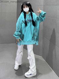 Men's Hoodies Sweatshirts HOUZHOU GRUNGE Retro Gothic Women's Hoodie 2023 Autumn Street Fashion Casual Tie Dye Super Dalian Hat Sweatshirt Y2k New Print Z230815