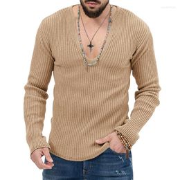 Men's Sweaters Spring And Autumn Simple Solid Color All-match Casual V-neck Long-sleeved Top Latin Dance Practice Clothes