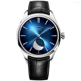Wristwatches BORMAN Mens Automatic Watches Luxury Men Moonphase Watch Waterproof Male Mechanical Wristwatch Sapphire Crystal Leather Strap