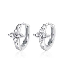 Charm S925 Sterling Silver Small Flower Ear Buckle Female Atmospheric Studs Four-leaf Clover Summer Earrings