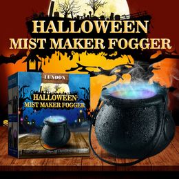 Other Event Party Supplies Halloween Witch Pot Smoke Machine Fog Maker Water Fountain Fogger Color Changing Prop Decoration 230815