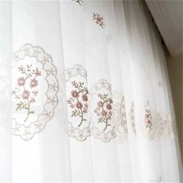 Curtain European White embroidered floral tulle curtains for bedroom sheer curtains living room bedroom window ready made