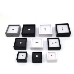 White Black Square Gemstone Display Box Soft Sponge Cushion Gift Box Loose Diamond Jewellery Box Plastic Storage Phrmk
