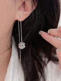 Simple pearl earrings, European and American long tassel earrings, micro inlaid zircon earrings, fashionable and elegant