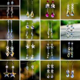Dangle Earrings Sweet AB Colour Crystal Pendant Fashion Women Pentagram Long Tassel Engagement Party Jewellery Accessories Gifts