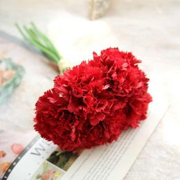 Decorative Flowers One Bouquet Artificial Fake Silk Carnation Flower For Mother's Day Wedding Bridal Decor Natural Lifelike