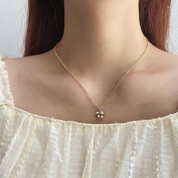 Pendant Necklaces IFKM Imitation Pearl Necklace Female Cherry Clavicle Chain Gold Colour Choker Gift For Friend Drop