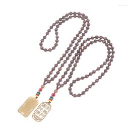 Pendant Necklaces Unisex Women Men Yoga Beads Bracelet Natural Sandalwood Buddhist Buddha Wood Prayer Beaded Lotus Necklace Rosary