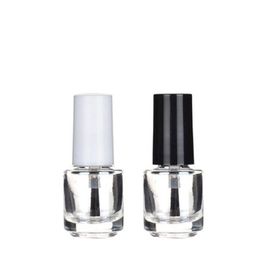 5ml Round Shape Refillable Empty Clear Glass Nail Polish Bottle For Nail Art With Brush Black Cap Ubgea