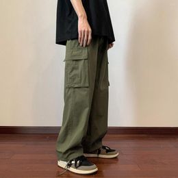 Men's Pants Mens Pockets Casual Cargo Vintage Hip-hop Jogging Men Harajuku Loose Straight Wide Leg Man Streetwear Trousers Male