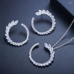 Necklace Earrings Set Simple Daily Wearing Fashion Women Bridal Cubic Zircon Round Circle Sets ZK30