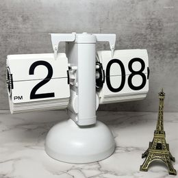 Table Clocks Flip Desk Clock Unique Fashionable Mechanical Retro Automatic Page Turning Quartz For Home Office Gifts Decoration
