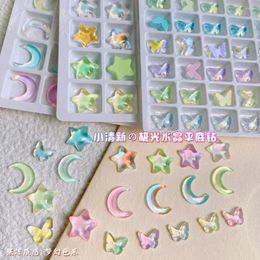 Nail Art Decorations 10pcs Beautiful Girl Moon Decoration Star Butterfly Colourful Mocha K9 Crystal Flat Bottom Diamond