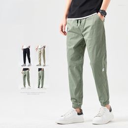 Men's Pants Summer Cotton Ankle Length Men Thin Drawstring Cosy Korean Solid Color Casual Harun Trousers Fashion Loose Pant