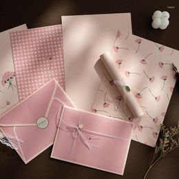 Gift Wrap 12pcs Kawaii Floral Envelopes For Letters Korean Stationery DIY Wedding Party Invitation Writing Paper Stickers Office Supplies