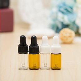 3ML Mini Amber Glass Essential Oil Dropper Bottles Refillable 4 Colors Sbiue