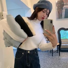 Women's Sweaters Design Sense Plush Thickened Half High Neck Sweater Autumn And Winter 2023 White Long Sleeve Bottomed Top