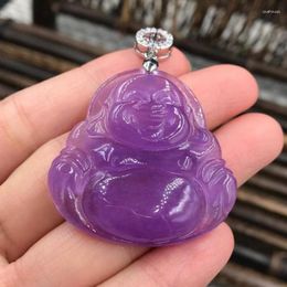 Pendant Necklaces Natural Burma Jade Buddha Women Men Purple Jadeite Fashion Charms Jewellery Genuine Burmese Jades Stone Amulet Gifts