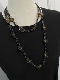 Chains European Version Brown Glass Vintage Long Necklace