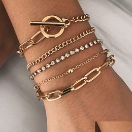 Chain Bohemian Sier Gold Link Bracelet For Women Fashion Mtilayer Bracelets Set Charm Punk Jewelry Drop Delivery Dhwlf