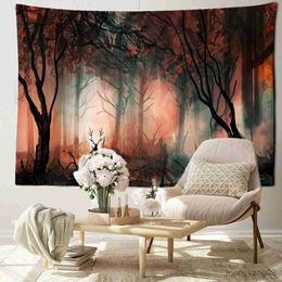 Tapestries Jungle Night Scenery Tapestry Wall Hanging Abstract Living Room Bedroom Home Decor Background Cloth R230815