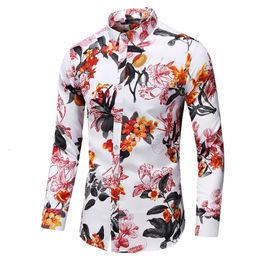 Men s Casual Shirts M 7XL Large Long Sleeved Shirt with Printed Hawaiian Style Romantic French Slim Fitting 230814