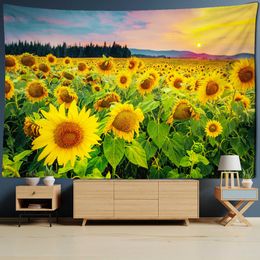 Tapestries Sunflower Tapestries Wall Hanging Sunflower Sunshine Sun Tapestry Decorative Blanket Fabric Bedroom Decor Large Size Tapestry